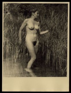 79 original privates Aktfoto von 1942 Frau im Schilf