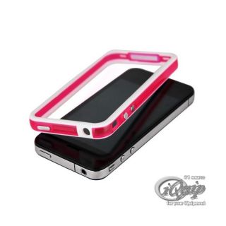 iPhone 4 Silikon Bumper Hülle Case Schale Pink Weiß