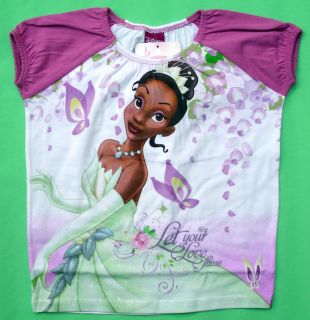 Princess Tiana T Shirt Top Baumwolle weiß pink Gr. 98 104 116 128