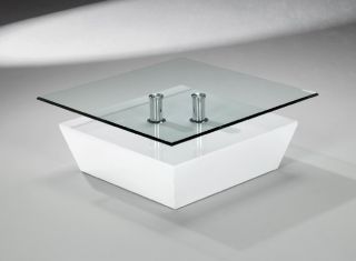 Design Glastisch Couchtisch Tisch weiß hochglanz Glas