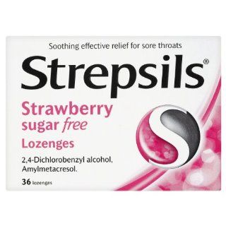 Strepsils Strawberry Sugar Free Lozenges x 36 Drogerie