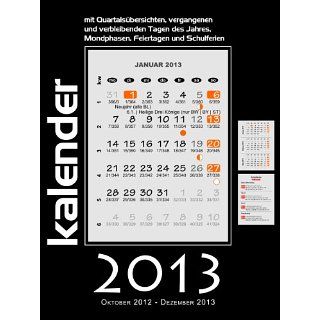 Kalender 2013   mit Mondphasen, Anzahl vergangener/verbleibender Tage