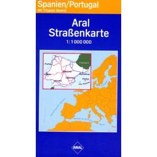Aral Straßenkarte Spanien / Portugal 1  1 000 000. Mit City  und