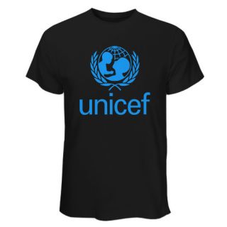 HOT!! Black & White T Shirt Unicef Logo UN Childrens Fund