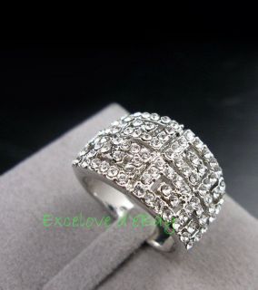 PR35 versilbert ring, mit swarovski kristall