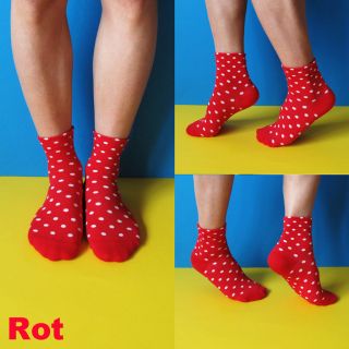 Fünf Paar Socken Füsslinge bunt Punkte Pünktchen rot weiß schwarz