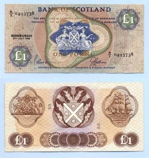 SCOTLAND Bank of Scotland 1 Pound 17.7.1968 Pick 109a