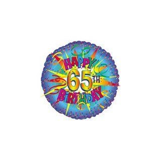 Folienballon Happy Birthday Zahl 65 Geburtstag Flash bunt rund