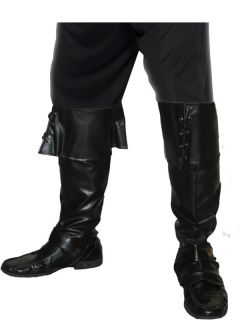 Piraten Stiefel Mit Überschlag Deluxe Schwarz Modisch Kostüm