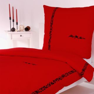 Asia Rot Seersucker Bettwäsche 135x200 und 80x80 Baumwolle