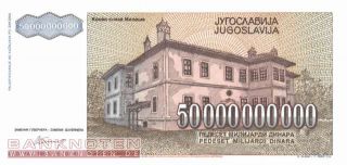 Jugoslawien / Yugoslavia   50 Milliarden Dinara 1993   P.136 UNC