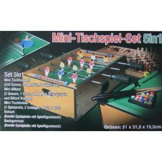 Mini Tischspielset 5in1 mit Kicker, Tischtennis, Billiard, Schach und