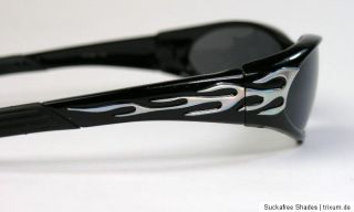 Biker Sonnenbrille Motorradbrille schwarz Flammen Design NEU XFL