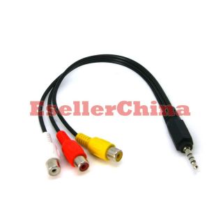 5mm Male Jack(17mm) to 3 RCA Female Adapter Cable