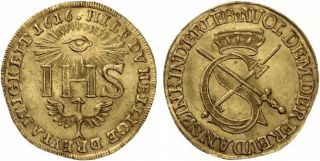 D137 Sachsen Dukat 1616 Sophiendukat Johann Georg I., 1615 1656 GOLD