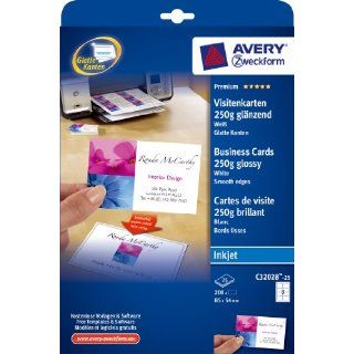 Avery Zweckform C32028 25 Premium Visitenkarten, 85 x 54 mm, Inkjet