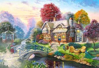 PUZZLE 3000 TEILE Herbst Landschaft Cottage Dorf viktorianischer