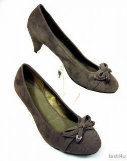 Damen Schuhe Pumps 6 cm Textil Khaki