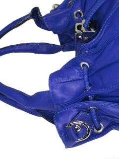 Ital Luxus Nappa Leder Shopper Tasche royal blau Beuteltasche