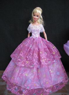 Lila Barbie Braut Kleidung Für Hochzeit Puppen Kleid 72