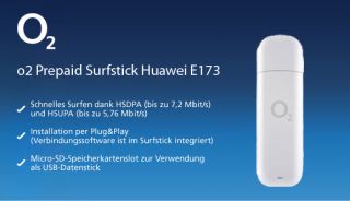 O2 Prepaid Surfstick Huawei E 173 weiss inkl. 2 Farbschalen o2Go