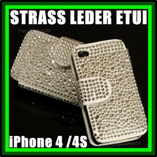 iPHONE 4 / 4S EXKLUSIVES STRASS LEDER ETUI CASE Cover Hülle Tasche