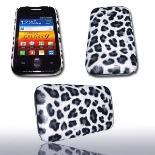 Hardcover Handy Tasche Case Leopard Grau f. Samsung GT S5360 Galaxy Y