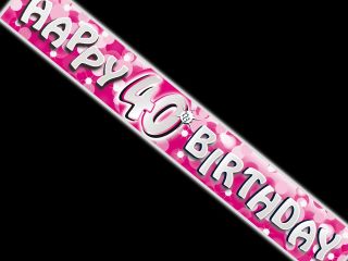 40. Geburtstag Metallic Pink Banner Folie HAPPY BIRTHDAY   270 cm lang