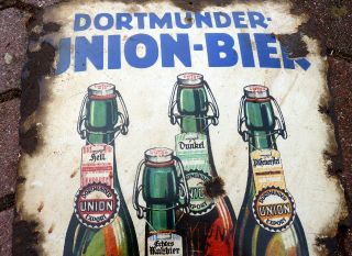 A229/ Schild Werbeschild Emailschild Email Union Bier Dortmund um 1930