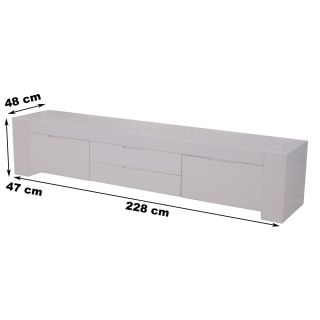 Design TV Lowboard Hochglanz weiß B 228 cm Longboard Fernsehschrank