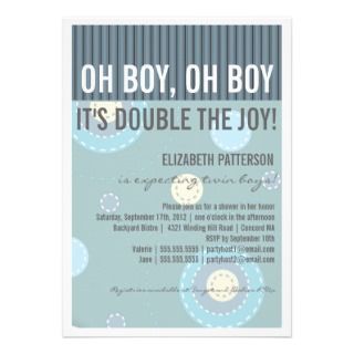 Twin Pink Blue Blocks Boy and Girl Baby Shower Invitation
