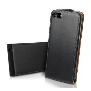iPhone 5 5G Leder Tasche Case Hülle Cover Schale Etui schwarz weiß