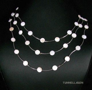 weiße Kette Mehrfachkette dreifach Halskette L58