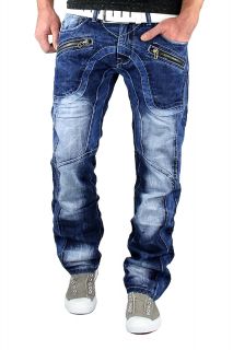 KOSMO LUPO Designer Jeans Hose Herren Cargo Style Blau Verwaschen