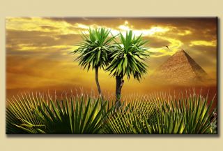 Afrika Palmen Vogel Ägypten Pyramide Kunstdruck Bild