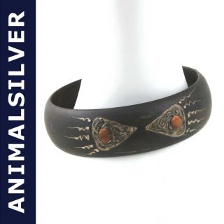 ANIMALSILVER Holz Armreif /Armband mit Kupfer C SI 0044