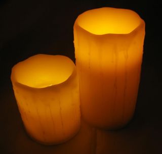 2er Set LED Wachs Kerzen mit Luftzug Sensor aus Echtwachs für