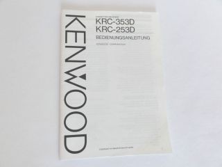 Bedienungsanleitung Kenwood KRC 353D / KRC 253D