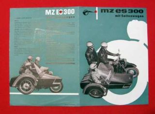 original MZ ES 300 mit Seitenwagen   Prospekt