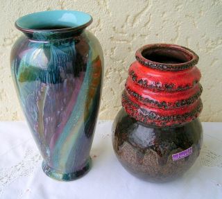 2x FAT LAVA Vase Scheurich Ceramic 269/18 + 515/22 Keramik Ripple