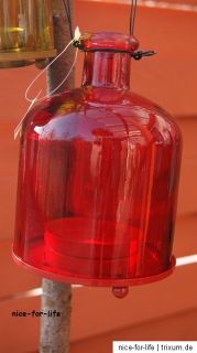 2er Set Teelichthalter Flasche Rot & Grün Baumflasche Windlicht