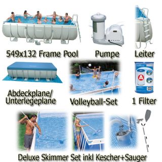 Swimming Pool set Rechteck Stahlwand Frame Schwimmbad 549x274x132 cm