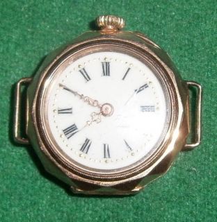 original alte Armband Taschenuhr mit Zylinderwerk aus 585 Gold um 1900
