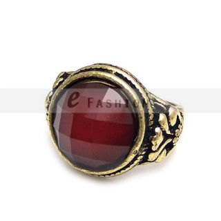 Ring Rot Stein Style Ringe Retro Gravur Damen Fingerring NEU 102 0155