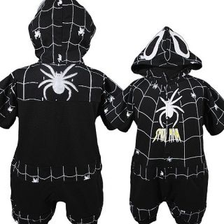 D274 Neue Einteilig Schwarz Spiderman Baby Jungen Strampler Kostüm