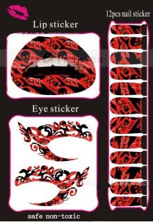 Set Lippen Sticker Lidschatten Make up Einmal Tattoo Nagelart Party
