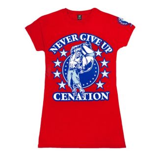 John Cena Red Persevere Womens WWE T Shirt New