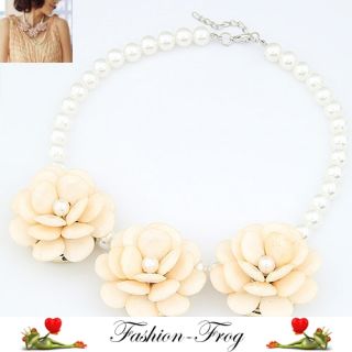 Halskette Kette Collier Perlenkette Blume Blüte Strass