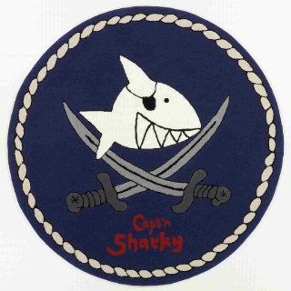 Sharky Teppich Capt n Kinder Pirat 130cm rund passend zur Bettwäsche