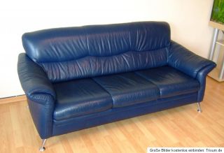 Leder Couch Naturia 1 2 3 Sitzer Couchgarnitur blau Ledersofa
